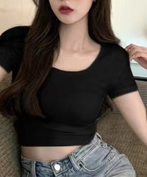 LYEON（リヨン）の「シンプルショートTシャツ（Tシャツ/カットソー）」