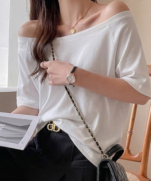 SallyLunn（サリーラン）の「半袖ワンショルダーカットソー（Tシャツ/カットソー・レディース・ホワイト/ブラック/ブルー・MEDIUM/LARGE）」の9枚目の写真