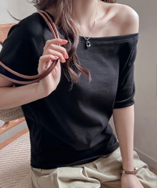 SallyLunn（サリーラン）の「半袖ワンショルダーカットソー（Tシャツ/カットソー・レディース・ホワイト/ブラック/ブルー・MEDIUM/LARGE）」の12枚目の写真