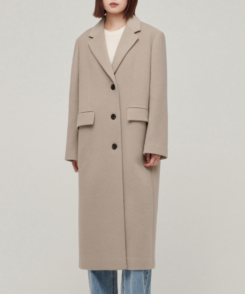 MUSINSA STANDARD WOMAN（ムシンサスタンダードウーマン）の「ウィメンズカシミヤブレンドオーバーショルダーシングルコート[ベージュ]（チェスターコート・レディース・その他・LARGE）」の3枚目の写真