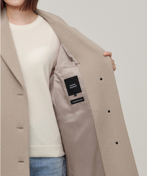 MUSINSA STANDARD WOMAN（ムシンサスタンダードウーマン）の「ウィメンズカシミヤブレンドオーバーショルダーシングルコート[ベージュ]（チェスターコート・レディース・その他・LARGE）」の10枚目の写真