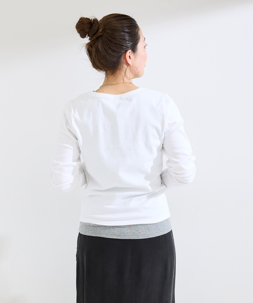 B.C STOCK(ベーセーストック)の「BOOK CLUB / ブッククラブ 別注 ヘンリーネック L/S TEE(Tシャツ/カットソー・レディース・ホワイト/ネイビー/イエロー・FREE)」の9枚目の写真