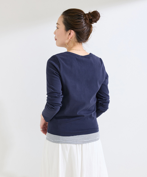 B.C STOCK(ベーセーストック)の「BOOK CLUB / ブッククラブ 別注 ヘンリーネック L/S TEE(Tシャツ/カットソー・レディース・ホワイト/ネイビー/イエロー・FREE)」の15枚目の写真