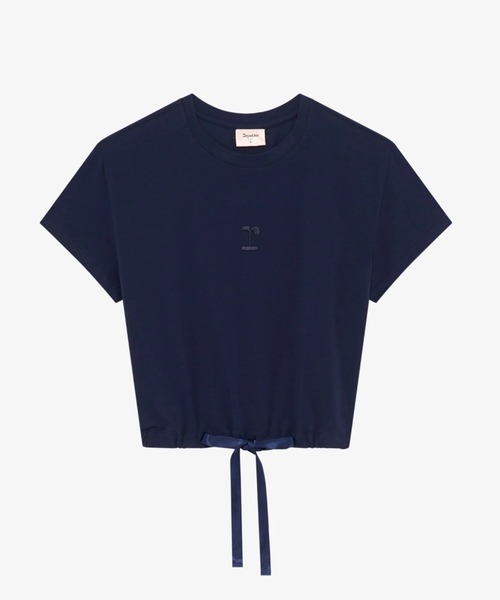 Repetto(レペット)の「クロップ トップ w/サテンリボン / S0704(Tシャツ/カットソー・レディース・ネイビー・SMALL/LARGE/MEDIUM)」の1枚目の写真