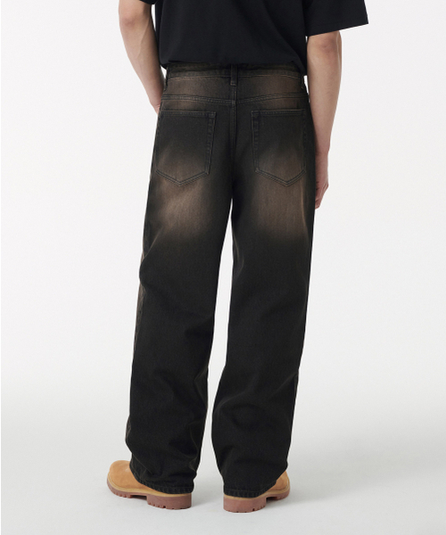 MUSINSA STANDARD（ムシンサスタンダード）の「ビッグブラシワイドデニムパンツ[イエローブラック]（デニムパンツ・メンズ・その他・26/27/38/40/42/36/32/30/29/28/31/33/34）」の3枚目の写真