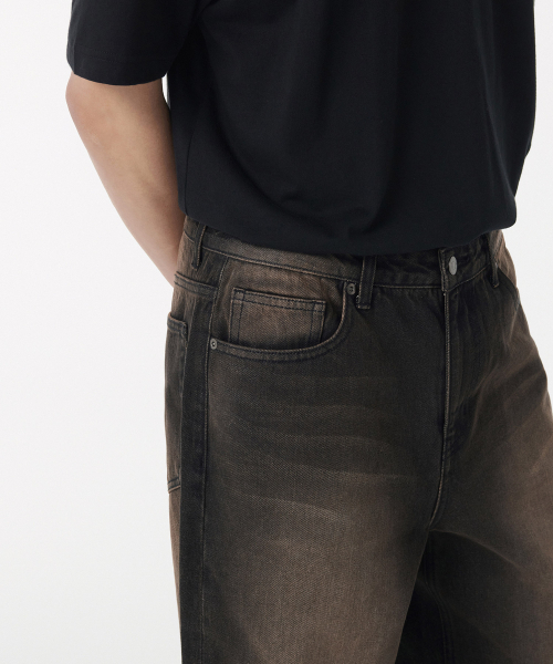 MUSINSA STANDARD（ムシンサスタンダード）の「ビッグブラシワイドデニムパンツ[イエローブラック]（デニムパンツ・メンズ・その他・26/27/38/40/42/36/32/30/29/28/31/33/34）」の5枚目の写真