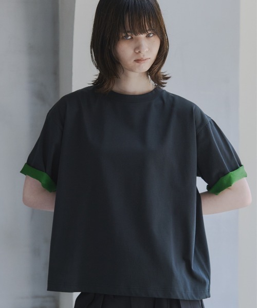 Confirm(コンファーム)の「Turn-Up Sleeve T-Shirt / 2wayスリーブTシャツ 折り返し メンズ レディース ユニセックス(Tシャツ/カットソー・メンズ・グリーン/グレー/スカイブルー・L/M/S)」の3枚目の写真