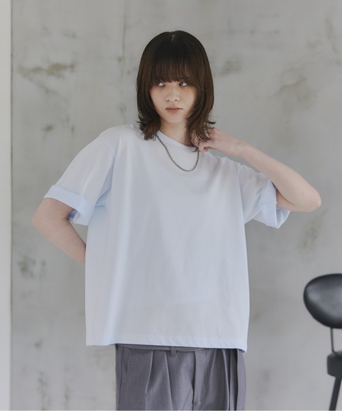 Confirm(コンファーム)の「Turn-Up Sleeve T-Shirt / 2wayスリーブTシャツ 折り返し メンズ レディース ユニセックス(Tシャツ/カットソー・メンズ・グリーン/グレー/スカイブルー・L/M/S)」の15枚目の写真