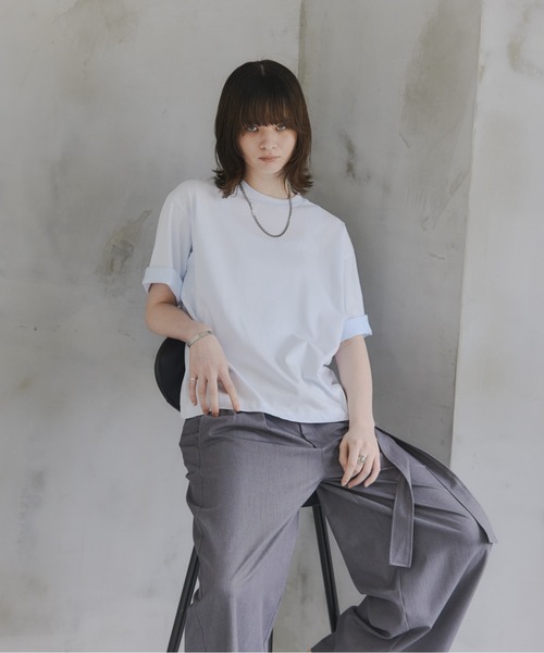 Confirm(コンファーム)の「Turn-Up Sleeve T-Shirt / 2wayスリーブTシャツ 折り返し メンズ レディース ユニセックス(Tシャツ/カットソー・メンズ・グリーン/グレー/スカイブルー・L/M/S)」の16枚目の写真