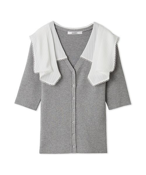 SNIDEL(スナイデル)の「カラーディティールドッキングニットプルオーバー(ニット/セーター・レディース・ネイビー/その他/グレー・F)」の17枚目の写真