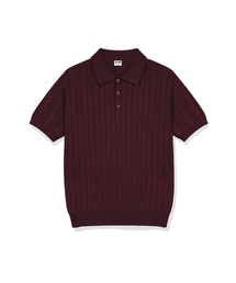 ULIFEZIP（ユーライフジー）の「コブケーブルボタンカラー半袖ニット4カラー[ULSK_0001]（Tシャツ/カットソー）」
