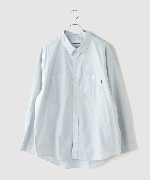 YESEYESEE（イエスアイシー）の「YESEYESEE / イエスアイシー Plop Stripe Shirt（シャツ/ブラウス・メンズ・ライトグリーン/ホワイト・LARGE/MEDIUM）」の2枚目の写真