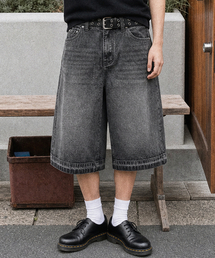 ハイプハーフデニムパンツ(ブラック)