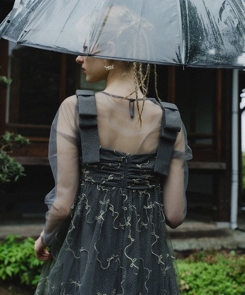 et.UNiVER(エトユニベール)の「Ribbon tulle dress(ドレス・レディース・テラコッタ/ブラック/グレー・SMALL/MEDIUM/LARGE)」の14枚目の写真