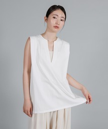【Et】Keyneck Shoulder Tuck Tops