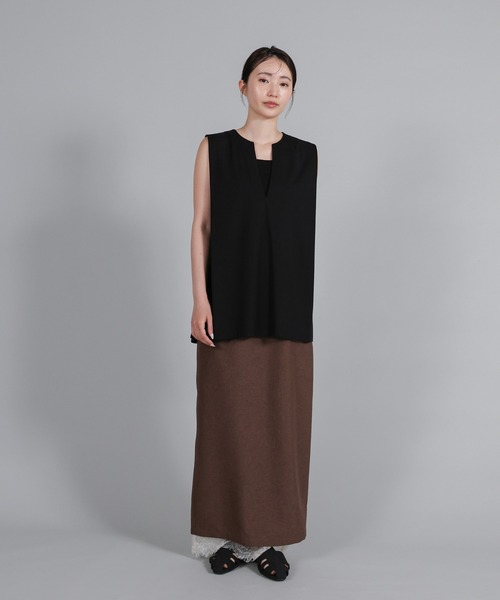 select MOCA Et(セレクトモカエト)の「【Et】Keyneck Shoulder Tuck Tops(Tシャツ/カットソー・レディース・ブラック/ホワイト・FREE)」の10枚目の写真