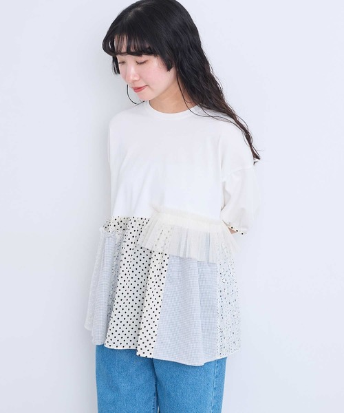 l'atelier du savon(アトリエドサボン)の「コラージュパッチワーク チュニックプルオーバー(Tシャツ/カットソー・レディース・アイボリー/ネイビー/ブラック・FREE)」の5枚目の写真