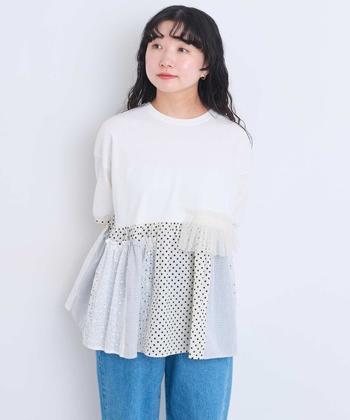 l'atelier du savon(アトリエドサボン)の「コラージュパッチワーク チュニックプルオーバー(Tシャツ/カットソー・レディース・アイボリー/ネイビー/ブラック・FREE)」の6枚目の写真