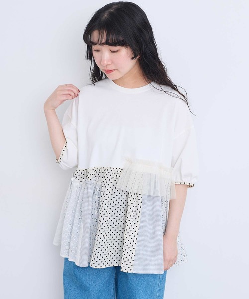 l'atelier du savon(アトリエドサボン)の「コラージュパッチワーク チュニックプルオーバー(Tシャツ/カットソー・レディース・アイボリー/ネイビー/ブラック・FREE)」の7枚目の写真
