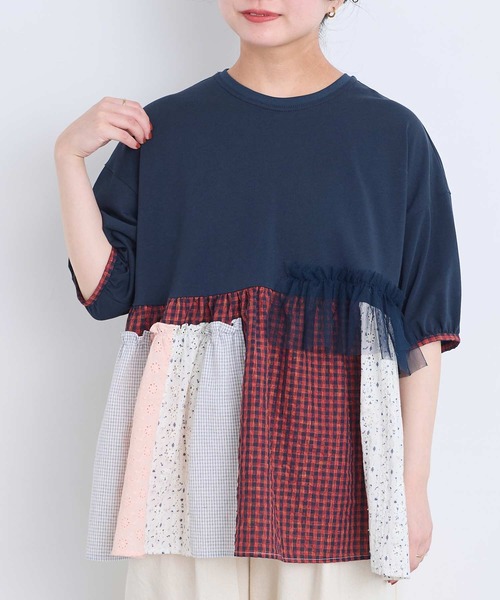 l'atelier du savon(アトリエドサボン)の「コラージュパッチワーク チュニックプルオーバー(Tシャツ/カットソー・レディース・アイボリー/ネイビー/ブラック・FREE)」の9枚目の写真
