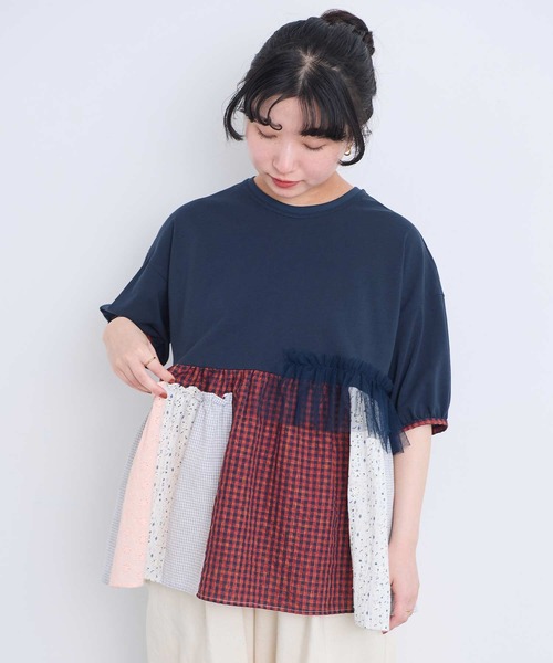 l'atelier du savon(アトリエドサボン)の「コラージュパッチワーク チュニックプルオーバー(Tシャツ/カットソー・レディース・アイボリー/ネイビー/ブラック・FREE)」の10枚目の写真