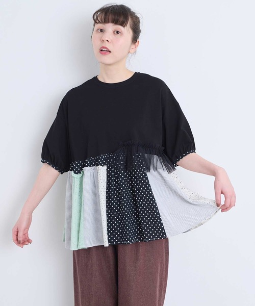 l'atelier du savon(アトリエドサボン)の「コラージュパッチワーク チュニックプルオーバー(Tシャツ/カットソー・レディース・アイボリー/ネイビー/ブラック・FREE)」の17枚目の写真