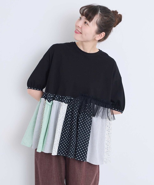 l'atelier du savon(アトリエドサボン)の「コラージュパッチワーク チュニックプルオーバー(Tシャツ/カットソー・レディース・アイボリー/ネイビー/ブラック・FREE)」の15枚目の写真