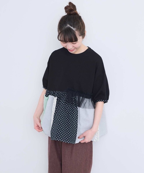 l'atelier du savon(アトリエドサボン)の「コラージュパッチワーク チュニックプルオーバー(Tシャツ/カットソー・レディース・アイボリー/ネイビー/ブラック・FREE)」の19枚目の写真