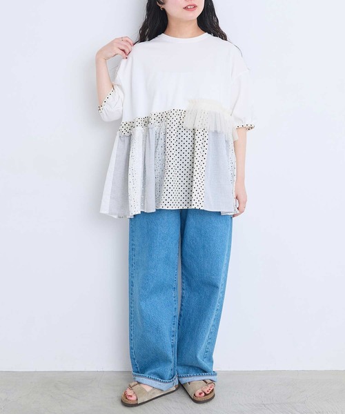 l'atelier du savon(アトリエドサボン)の「コラージュパッチワーク チュニックプルオーバー(Tシャツ/カットソー・レディース・アイボリー/ネイビー/ブラック・FREE)」の20枚目の写真