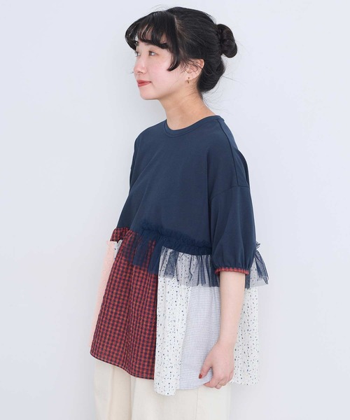 l'atelier du savon(アトリエドサボン)の「コラージュパッチワーク チュニックプルオーバー(Tシャツ/カットソー・レディース・アイボリー/ネイビー/ブラック・FREE)」の13枚目の写真