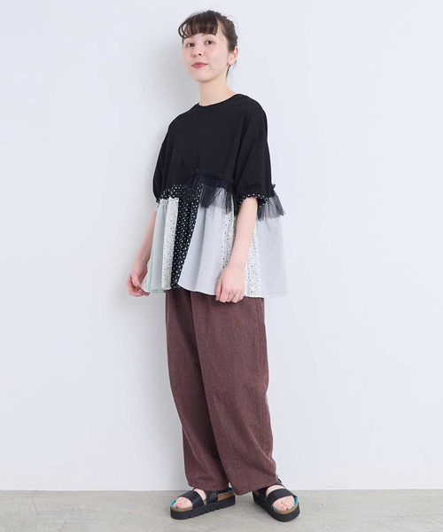 l'atelier du savon(アトリエドサボン)の「コラージュパッチワーク チュニックプルオーバー(Tシャツ/カットソー・レディース・アイボリー/ネイビー/ブラック・FREE)」の16枚目の写真