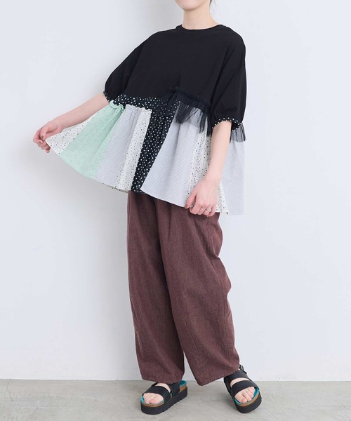 l'atelier du savon(アトリエドサボン)の「コラージュパッチワーク チュニックプルオーバー(Tシャツ/カットソー・レディース・アイボリー/ネイビー/ブラック・FREE)」の17枚目の写真