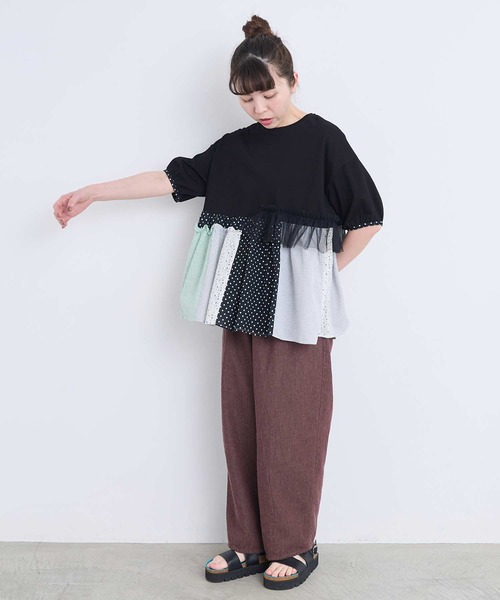 l'atelier du savon(アトリエドサボン)の「コラージュパッチワーク チュニックプルオーバー(Tシャツ/カットソー・レディース・アイボリー/ネイビー/ブラック・FREE)」の21枚目の写真