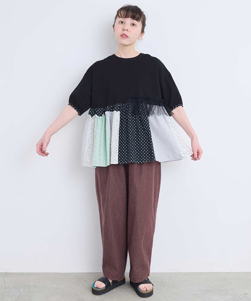 l'atelier du savon(アトリエドサボン)の「コラージュパッチワーク チュニックプルオーバー(Tシャツ/カットソー・レディース・アイボリー/ネイビー/ブラック・FREE)」の19枚目の写真
