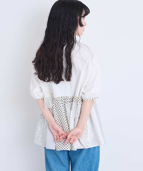 l'atelier du savon(アトリエドサボン)の「コラージュパッチワーク チュニックプルオーバー(Tシャツ/カットソー・レディース・アイボリー/ネイビー/ブラック・FREE)」の8枚目の写真