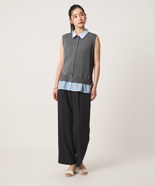 A DAY IN THE LIFE UNITED ARROWS（アデイインザライフユナイテッドアローズ）の「シャツドッキング ノースリーブニット ‐ウォッシャブル‐ ＜A DAY IN THE LIFE＞（ニット/セーター・レディース・グレー系/ネイビー/ダークブラウン・FREE）」の8枚目の写真