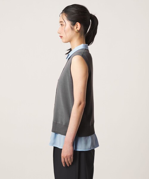 A DAY IN THE LIFE UNITED ARROWS（アデイインザライフユナイテッドアローズ）の「シャツドッキング ノースリーブニット ‐ウォッシャブル‐ ＜A DAY IN THE LIFE＞（ニット/セーター・レディース・グレー系/ネイビー/ダークブラウン・FREE）」の10枚目の写真