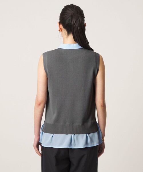 A DAY IN THE LIFE UNITED ARROWS（アデイインザライフユナイテッドアローズ）の「シャツドッキング ノースリーブニット ‐ウォッシャブル‐ ＜A DAY IN THE LIFE＞（ニット/セーター・レディース・グレー系/ネイビー/ダークブラウン・FREE）」の11枚目の写真