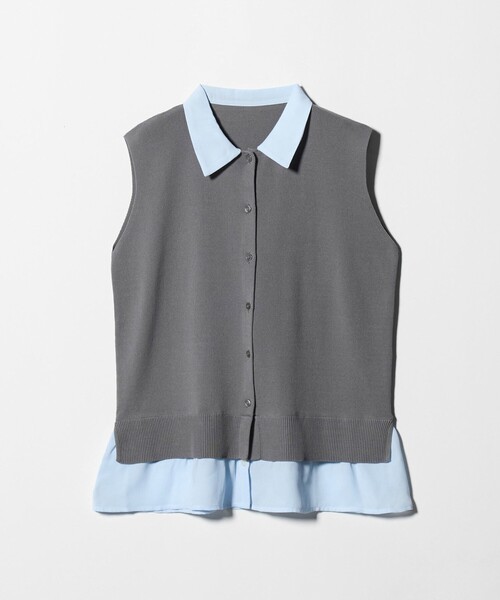 A DAY IN THE LIFE UNITED ARROWS（アデイインザライフユナイテッドアローズ）の「シャツドッキング ノースリーブニット ‐ウォッシャブル‐ ＜A DAY IN THE LIFE＞（ニット/セーター・レディース・グレー系/ネイビー/ダークブラウン・FREE）」の12枚目の写真