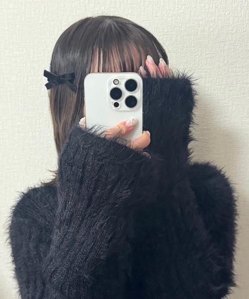 tunee（チュニー）の「【2set】リボンベロア生地ヘアピン(hsyd)（ヘアピン・レディース・ブラック/レッド・FREE）」の15枚目の写真