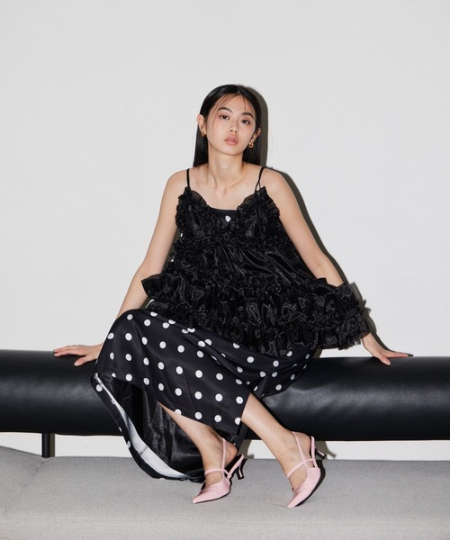 ANDRESD(アンドレスド)の「ミニマルドットサテンドレス / Minimal Dot Satin Dress(ドレス・レディース・ホワイト×ブラック/ブラック×ホワイト/ブラウン系その他/ネイビー×ホワイト・S/M/L)」の7枚目の写真