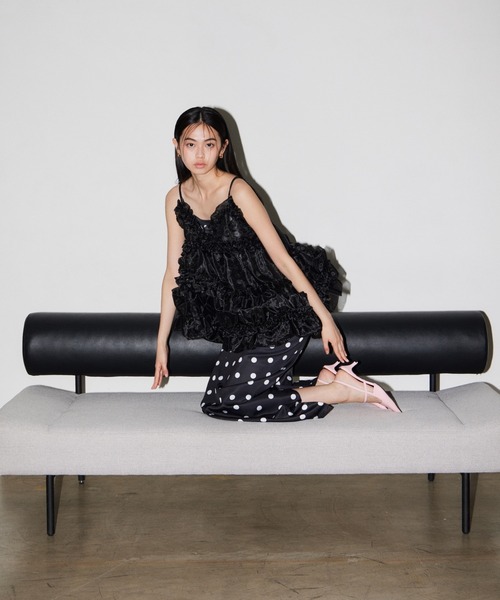 ANDRESD(アンドレスド)の「ミニマルドットサテンドレス / Minimal Dot Satin Dress(ドレス・レディース・ホワイト×ブラック/ブラック×ホワイト/ブラウン系その他/ネイビー×ホワイト・S/M/L)」の6枚目の写真