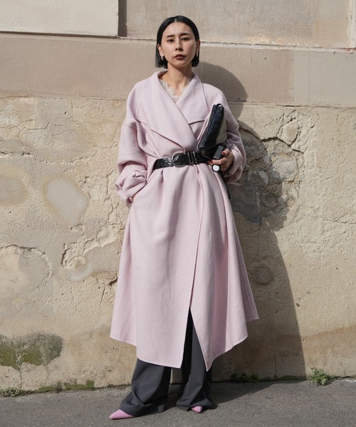 DRAPE COLLAR WOOL RIVER COAT（ダウンジャケット/コート）｜Ameri