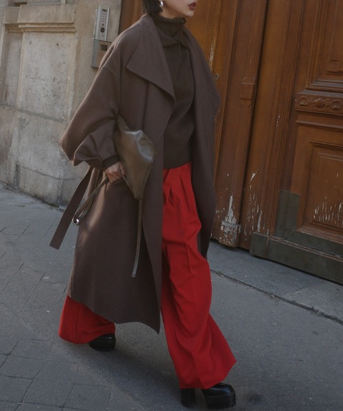 ジャケット・アウター Ameri vintage WRAP COLLAR COAT RED DRAPE COLLAR WOOL RIVER COAT（ダウンジャケット/コート）｜Ameri