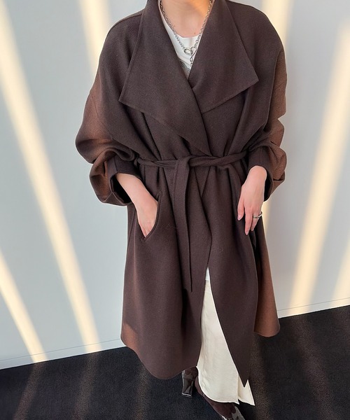 DRAPE COLLAR WOOL RIVER COAT（ダウンジャケット/コート）｜Ameri