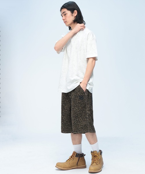 SEQUENZ（シークエンズ）の「SEQUENZ (シークエンズ) ロゴ刺繍 ハーフパンツ ショートパンツ 短パン メンズ デニム レオパード柄 used加工 通年（デニムパンツ・メンズ・レオパード/ブラック/ブルー/ダークグレー・L/M/S）」の15枚目の写真