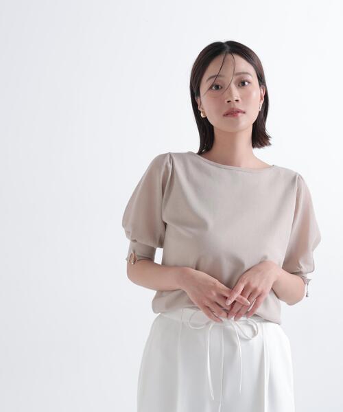 NATURAL BEAUTY BASIC(ナチュラルビューティーベーシック)の「シアースリーブニット(ニット/セーター・レディース・ベージュ/ブラック/オリーブ・フリ-)」の3枚目の写真