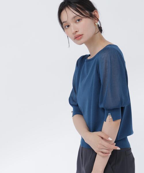 NATURAL BEAUTY BASIC(ナチュラルビューティーベーシック)の「シアースリーブニット(ニット/セーター・レディース・ベージュ/ブラック/オリーブ・フリ-)」の1枚目の写真