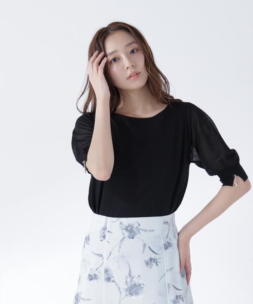 NATURAL BEAUTY BASIC(ナチュラルビューティーベーシック)の「シアースリーブニット(ニット/セーター・レディース・ベージュ/ブラック/オリーブ・フリ-)」の2枚目の写真