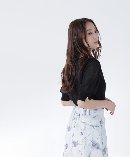 NATURAL BEAUTY BASIC(ナチュラルビューティーベーシック)の「シアースリーブニット(ニット/セーター・レディース・ベージュ/ブラック/オリーブ・フリ-)」の11枚目の写真